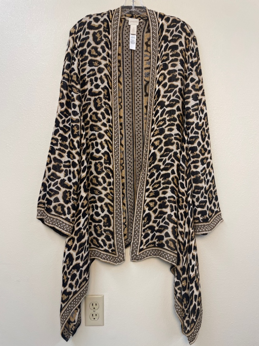 Leopard Print Open-Front Women’s Long Oversized Sweater Cardigan Brown Black WXL